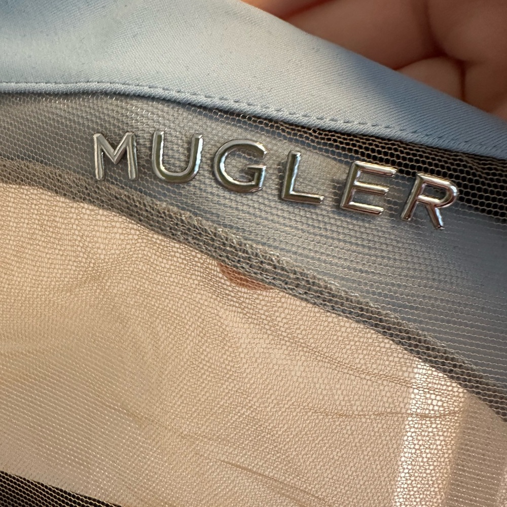 NWT Mugler Illusion Cut Bodysuit in Light Blue EU38 - Picture 6 of 9